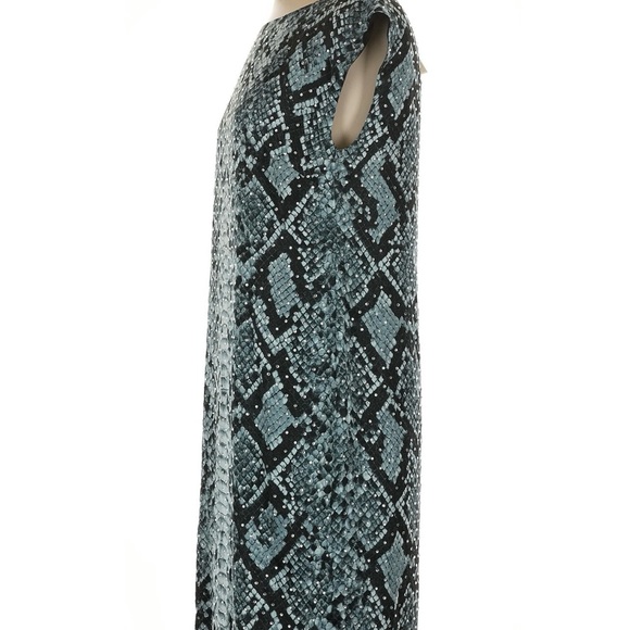 NWT Michael Kors Blue Snake Print Midi Dress - Picture 9 of 9